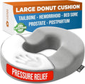 5 STARS UNITED Donut Pillow for Tailbone Pain & Hemorrhoids – Large Memory Foam Seat Cushion for Bed Sore-Prone Areas & Pressure Relief – Prostate, Postpartum & Pregnancy Support, Premium Gray Suede
