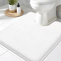 Smiry Memory Foam Toilet Rugs U-Shaped 20x20, Extra Soft Absorbent Non-Slip Contour Bathroom Rugs, Machine Washable Bath Mats for Toilet, White