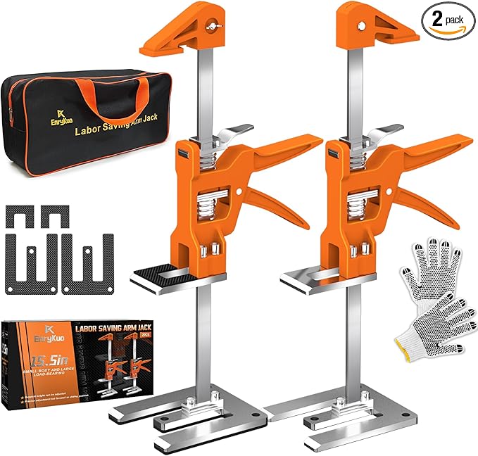 [Upgrade] Labor Saving Arm Jack 2 Pack,15.5 Inch Stainless Steel Furniture Lifts with Handbag,Hand Furniture Jack Lifter Tool for Installing Cabinets,Flooring&Windows,Load 440LBS