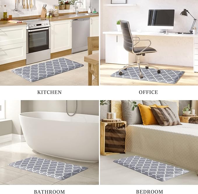 WISELIFE Anti Fatigue Floor Mat - 4/5 Inch Kitchen Mat Non Slip Waterproof Heavy Duty Ergonomic Comfort Mat Durable for Home, Office, Sink, Laundry,(17.3" x 39", Grey)