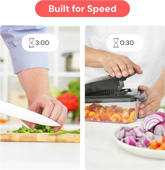 Fullstar The Original Pro Chopper - Vegetable Chopper and Dicer, Food Chopper with Container, Fruit Cutter, Kitchen Gadgets & Gifts, Home Essentials (2 in 1, Black)