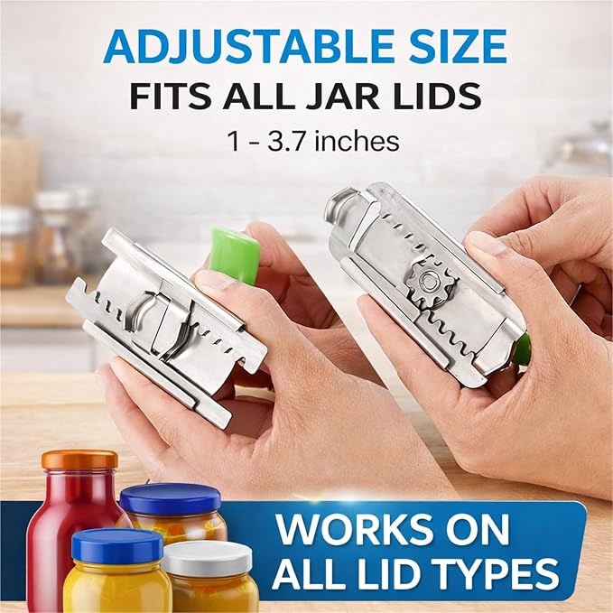 Cap Crack Jar Opener for Weak Hands, Stainless Steel Cap Crack Opener Tool, Ergonomic Cap Crack Can Opener for Seniors with Arthritis (2pcs Multi-Color)