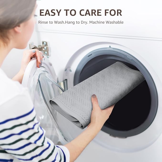 OTHWAY Bathtub Mat Non Slip, 27" x 17" Bath Mat for Tub, Machine Washable Shower Anti Slip Mat with 246 Strong Suction Cups (A Little Grey)