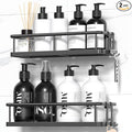 YASONIC Shower Caddy Adhesive, Rustproof Shower Shelves for Inside Shower, Large Capacity Bathroom Organizers and Storage, Shower Storage with Removable Hooks, No Drill Bathroom Accessories Black