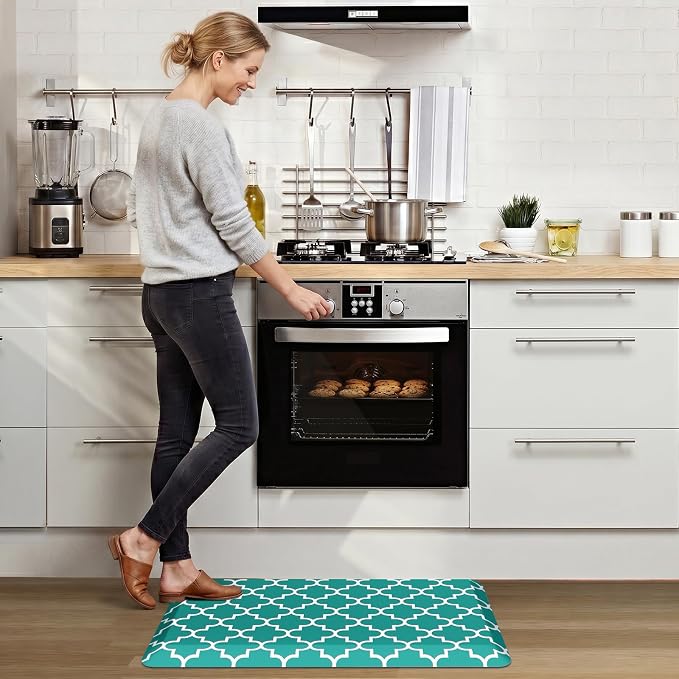WISELIFE Anti Fatigue Floor Mat - 4/5 Inch Thick Kitchen Mat Non Slip Waterproof Heavy Duty Ergonomic Comfort Mat Durable for Home, Office, Sink, Laundry,(22" x 36", Green)