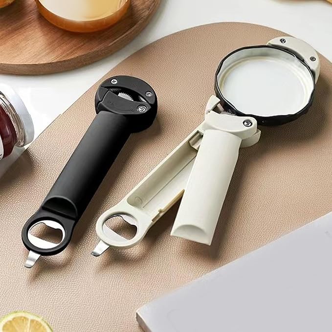 Retractable Jar Opener Multifunctional 3 in 1 Can Opener, Jar Gripper, Soda Can Opener Kitchen Gadgets for Weak Hands, Senior Arthritis, Long Nails(White)