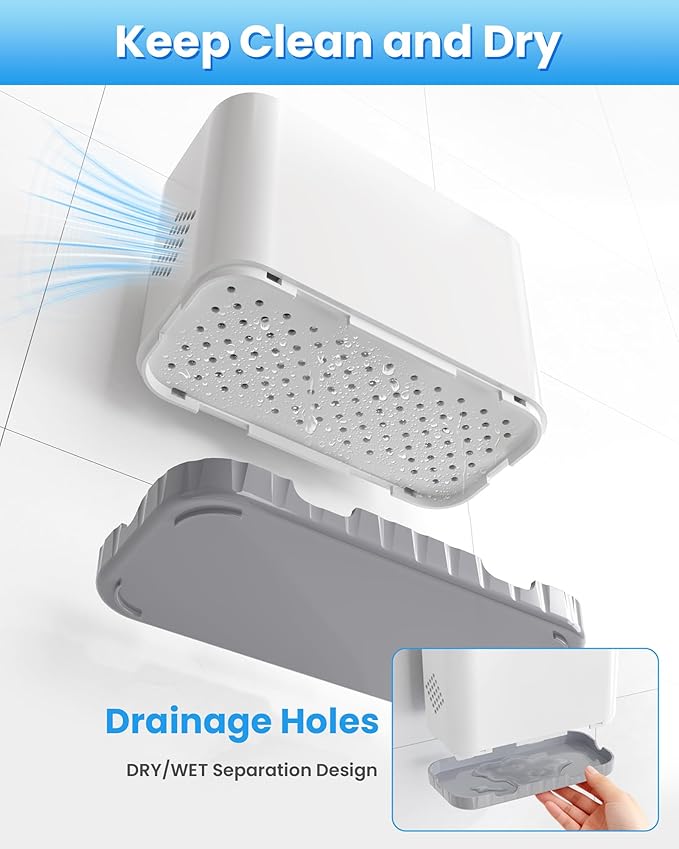 Toothbrush and Toothpaste Holders for Bathrooms Countertop - Detachable 5 Slots Kids Electric Toothbrush Holders Set Wall Mounted with Removable Dividers for Bathroom Decor and Accessories Organizer
