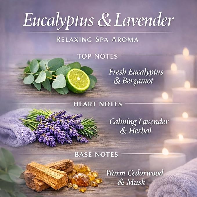 Eucalyptus & Lavender Essential Oil Reed Diffuser - 3.34 Fl Oz, Luxury Hotel Collection Diffuser Oil Inspired by Ritz Carlton for Home&Office, Bedroom/Living Room Shelf Decor,Non-Toxic & Gift Ready