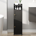 BEWISHOME Small Bathroom Cabinet, Bathroom Storage Cabinet with Adjustable Shelves & 2 Doors, Narrow Toilet Paper Cabinets, 7.9" D x 7.9" W x 31.5" H, for Small Spaces, Black YYG03B
