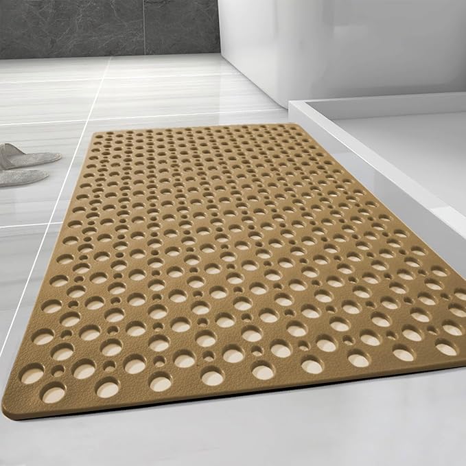 Casa and Beyond Shower Mat, Secure Shower Mats Easy to Clean, Showers Mat with Suction Cup, Washable Non-Slip Bathtub Mats for Inside Showers (Coffee,23.6 * 35.4 in)