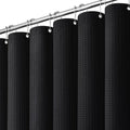 Dynamene Black Fabric Shower Curtain, Waffle Weave Heavy Duty Thick Fabric Shower Curtains for Bathroom, 256GSM Weighted Hotel Luxury Cloth Shower Curtain Set with 12 Plastic Hooks, 72Wx72H, Black