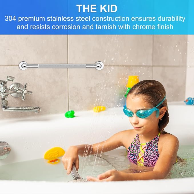 supregear Grab Bars for Bathtubs and Showers (2-Pack), Anti-Slip Stainless Steel Bathroom Safety Handle, Heavy Duty Grip Bars for Handicap Elderly Senior, 20 in