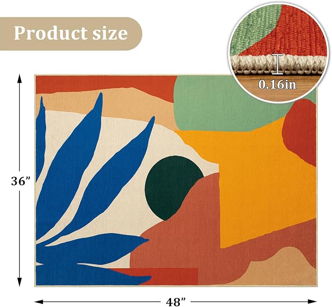 Office Chair Mat for Hardwood Floor, 48"x36" Easy Glide Computer Desk Mat Protector for Rolling Chair Under Desk Rug Nonslip Backing, Machine Wash (Modern)
