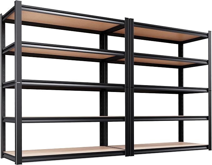 Set of 2 Garage Shelving-2050 lbs 5 Tier Storage Shelves,Adjustable Heavy Duty Metal Shelving Unit and Storage Large Rack,Utility Steel Shelf For Warehouse Industrial Pantry Basement 78"x46"x20"
