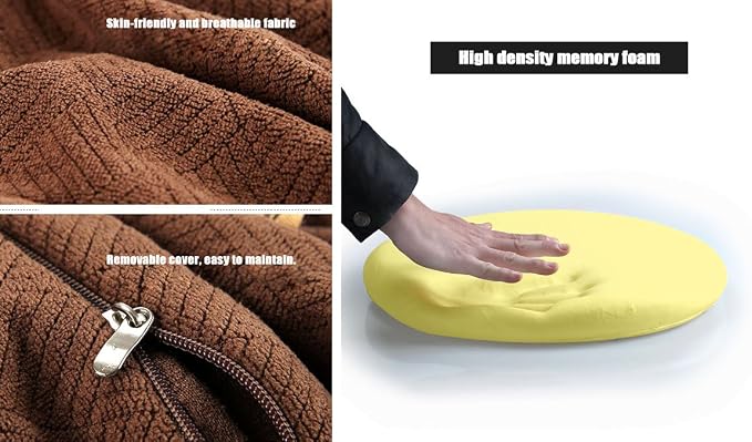 Sigmat Memory Foam Seat Cushion Anti-Slip Soft Round Chair Pad 18 Inch Coffee