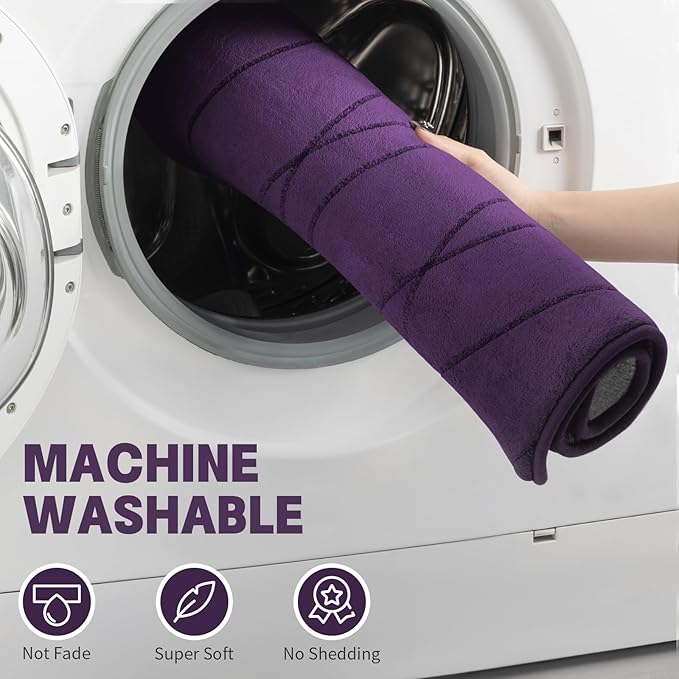 YIHOUSE Memory Foam Bathroom Rug Sets, Purple, 5 Piece | Ultra Soft, Absorbent, Non-Slip, Machine Washable