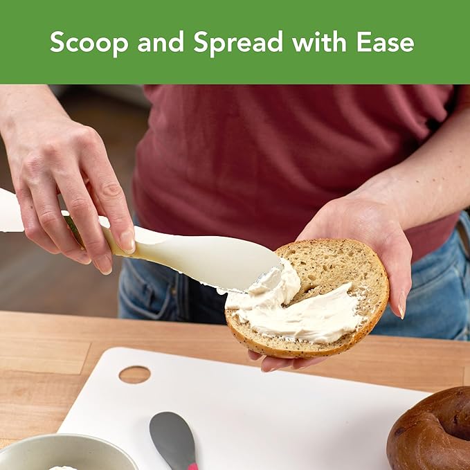 Tovolo Scoop and Spread Large Dual End Silicone Sandwich Spreader Tool with Nylon Handle, BPA Free Dishwasher Safe Silicone and Nylon Tool for Spreading and Scooping, Buttercream and Ivory