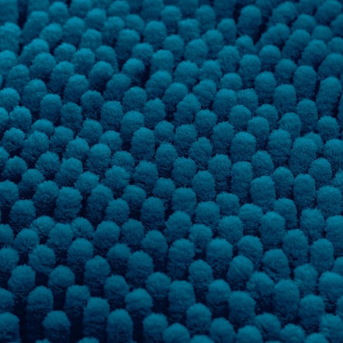 HOMEIDEAS 3 Pieces Bathroom Rugs, Extra Large Ultra Soft Non Slip Absorbent Chenille Toilet Bath Mat Set (Atlantic Blue)