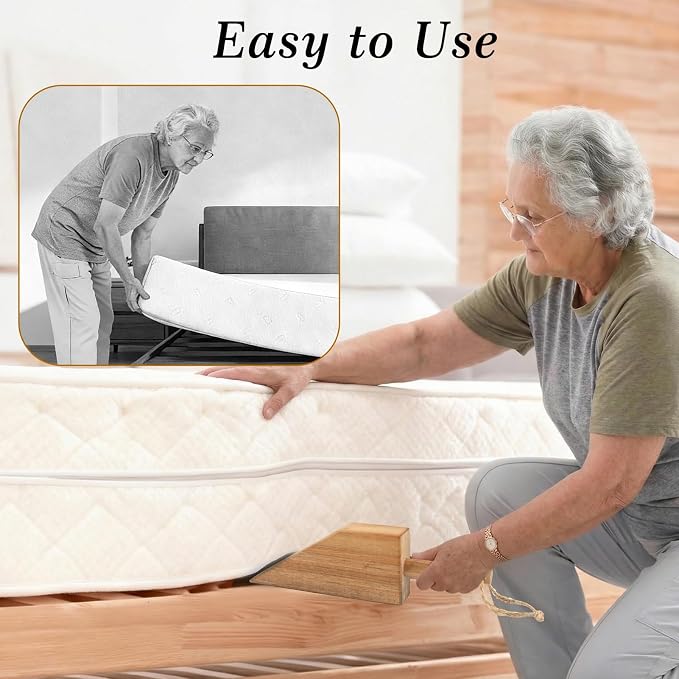 Esmorah Mattress Lifter & Bed Sheet Tucker Tool Set for Changing Sheets, Acacia Wood Bed Making Tool for Heavy Matress, Mattress Lifters for Seniors, Alleviating Back Pain