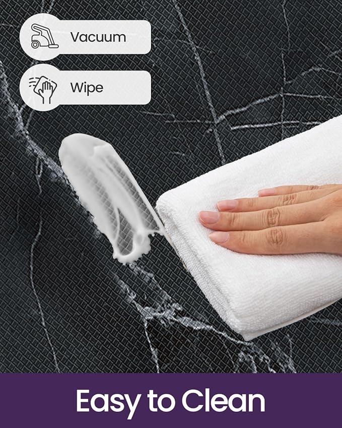 DEXI Kitchen Floor Mats Cushioned Anti Fatigue, 23x86 Large Long Standing Comfort Runner Rug Waterproof, Marble Memory Foam Padded for Front Sink Laundry, Black