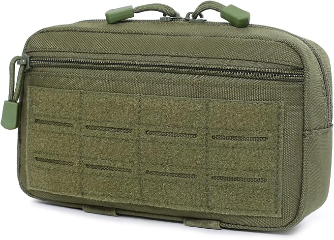 2 Pack Tactical Molle Admin Pouch with US Flag Patch and Keychain - Utility Laser Cut Tactical EDC Tool Pouch Bag Horizontal Modular Pouches Utility Tool Pouch