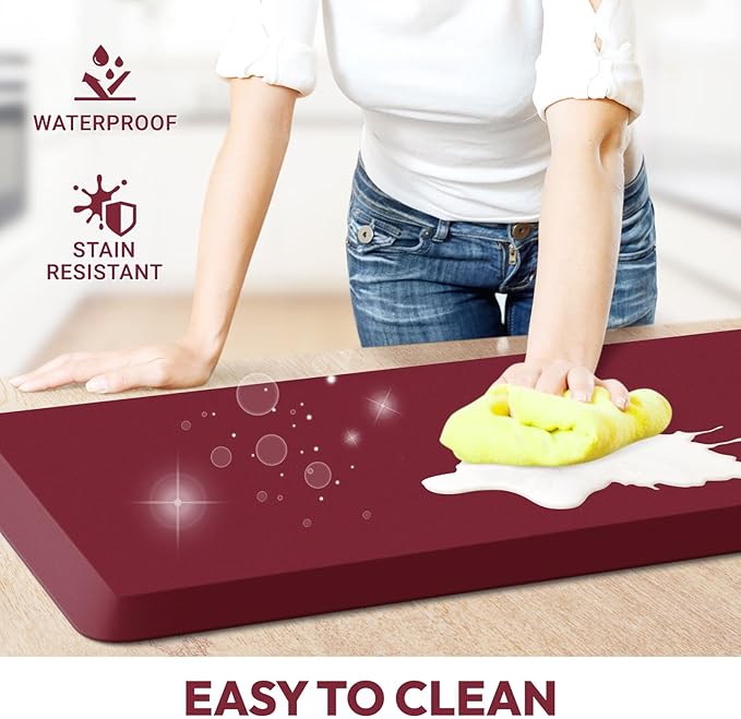 4/5 Inch Thick Kitchen Mat - Cushioned Anti Fatigue Mats for Kitchen Floor - Easy to Clean, Waterproof, Non-Slip Kitchen Rug for Sink, Office, Kitchen (20''x32'' Red)