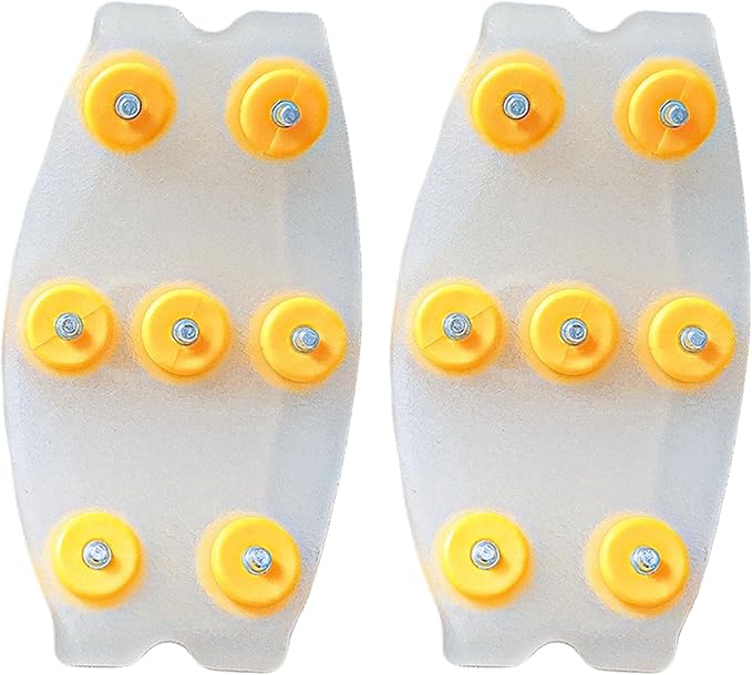 Ice Cleats Shoes, Anti Slip Aid, 4.13x2.16 Inch Crampon Piece with Winter Use, Hiking Helper with, Compact Utility Tool, Home Accessories for Men Women Fishing Sports Garden Park Running
