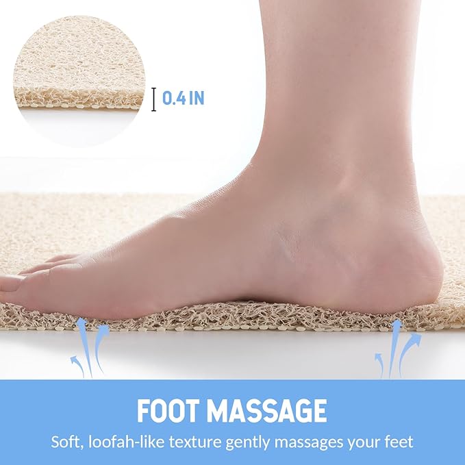 Hargiis Non-Slip Bathtub Mat, Anti Slip Shower Mat, Fast Drying Bathtub Mats, Foot Scrubber Mat, Anti Slip Mat for Tub, Floor, Bathroom, Kitchen, Home, Hotel (Beige 36"×24")
