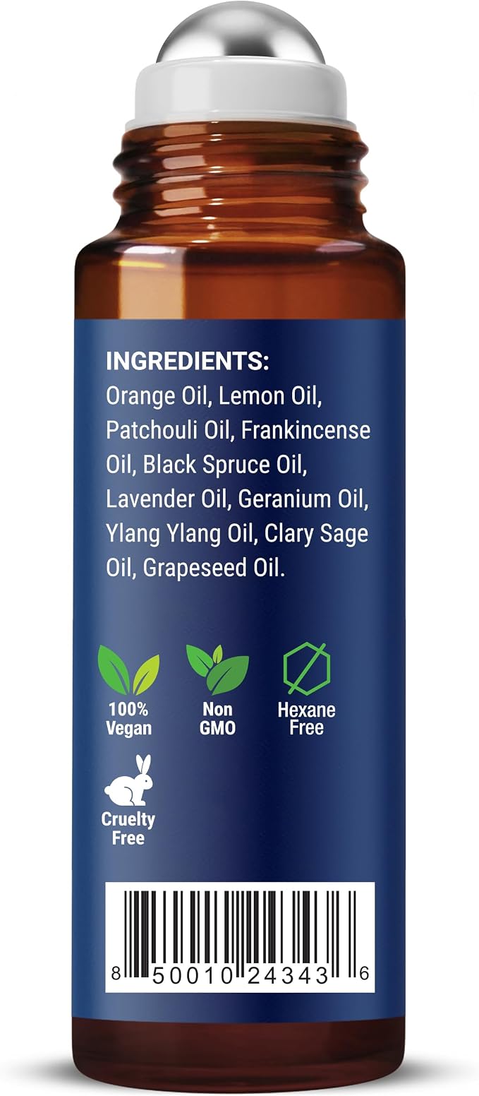 Stress Relief Essential Oil Roll-On 10 ml - Natural Stress Relief Blend with Lavender, Geranium & Frankincense Oils - Prediluted Roller for Calming Aromatherapy - Nexon Botanics
