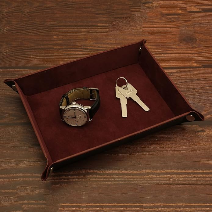 Valet Organizer - Catchall Tray for Jewelry, Wallets, Watches, Keys, Coins, Phones, Glasses - Perfect for Nightstand, Desk, Entryway