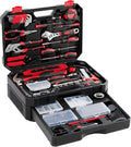 NEWBULIG 330-Piece Complete Tool Box Set, Durable Homeowners Tool Kit with Pull-Out Drawer, Versatile Home Repair Kit for Auto & Household, DIY Projects, Black-Red