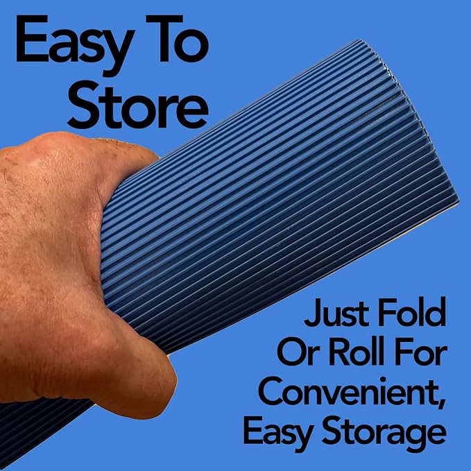RESILIA Stay-Put Swimming Pool Ladder Mat - Non-Slip, Wide Ribbed, Protective Pad, 36 Inches x 36 Inches, 0.125 Inch Thick, Powder Blue, Made in USA