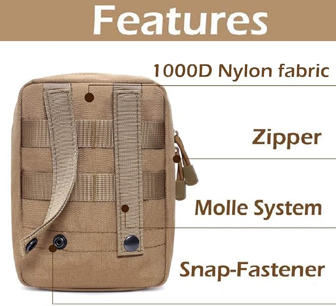 GHFY First Aid Pouch EMT IFAK Medical Pouch, Tactical MOLLE Utility Empty Pouch (Tan)