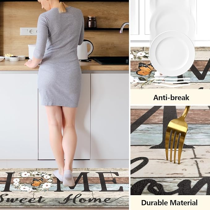 Yamaziot Anti Fatigue Kitchen Rug Set of 3, Non-Slip Waterproof Farmhouse Cushioned Comfort Standing Floor Mat for Kitchen, Office, Sink, Laundry
