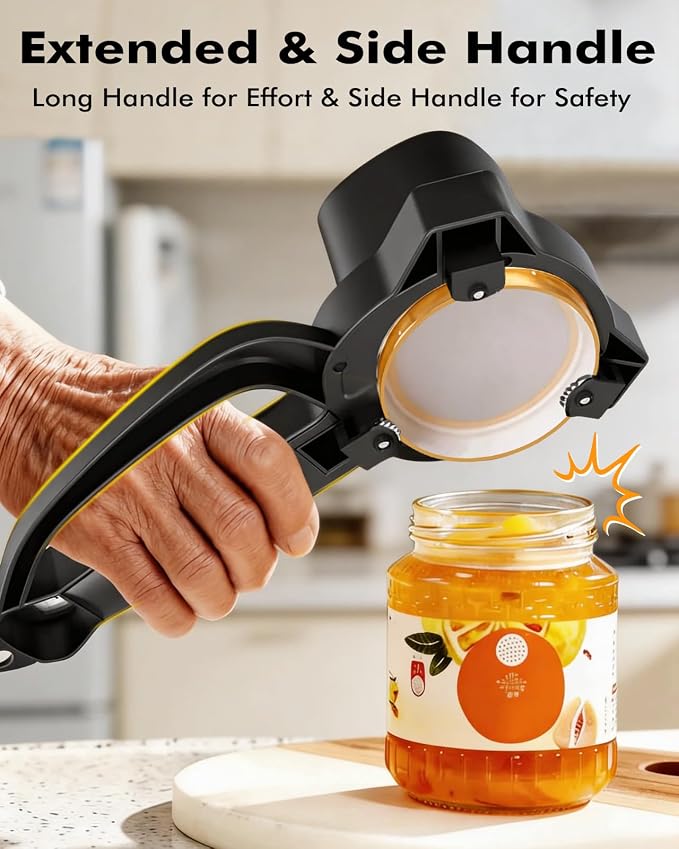 AMOSA Electric Jar Opener with Gripper Pad, Auto-Tighten & Manual Twist Jar Lid Opener, Lid Opener & Bottle Opener for Seniors, Arthritis Sufferers, Weak Hands