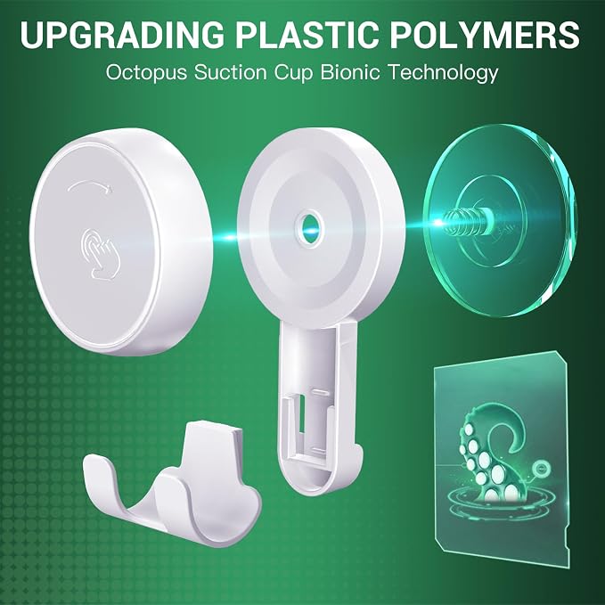 LUXEAR Suction Hooks Powerful Vacuum Suction Cup Hooks-4PACK Razor White