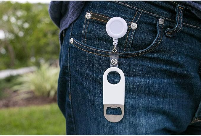 Retractable Flat Beer Bottle Opener with Belt Clip for Bartenders,Waiter (Black 3-Pack)