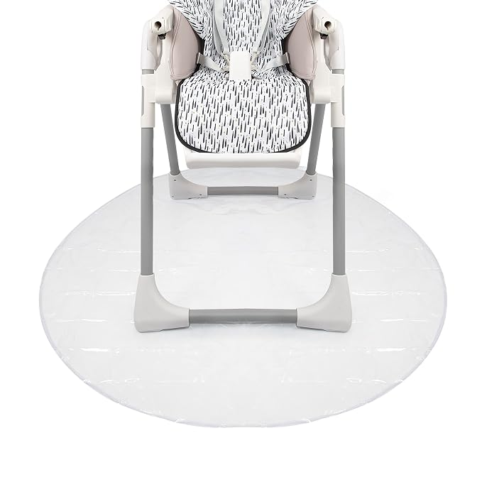 Nuby High Chair Waterproof Floor Mat - 50" Clear Circle Kitchen Mat - Protects Floor from Spills and Messes