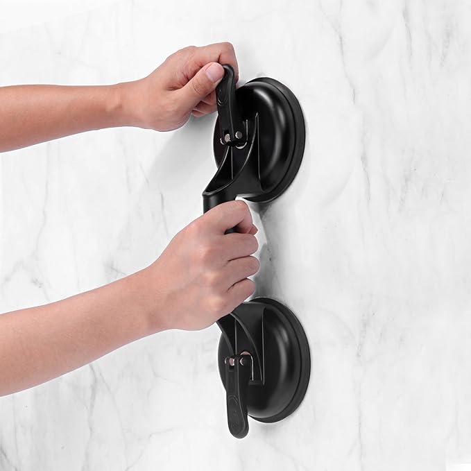 FCHO Glass Suction Cups Heavy Duty Aluminum Handle Holder Hooks to Lift Large Glass/Moving/Pad for Lifting/Dent Fixer (2 Pack)