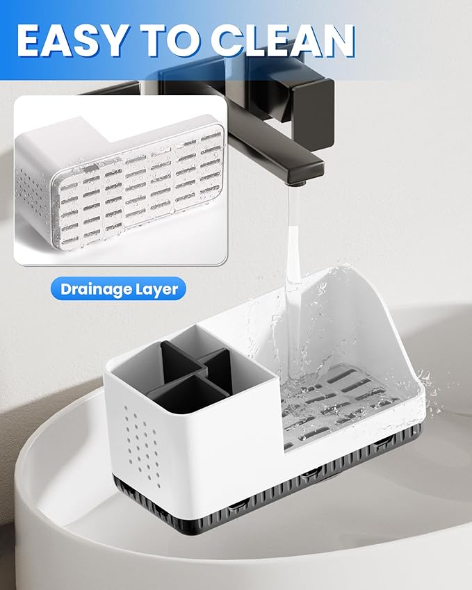 Toothbrush Holders for Bathroom Counter - Detachable Bathroom Organizer and Storage Electric Toothbrush and Toothpaste Holder, Bathroom Decor Accessories for Countertop, Shower, Sink