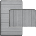 RUN HELIX Bathroom Rugs Set 2 Piece Memory Foam Bath Non-Slip Bath Mat,Washable Room Mats,Absorbent Shaggy Rugs Super Soft Kitchen Mats, Batroom Carpets for Bathroom,Tub,Shower Home Decor（Light Gray）