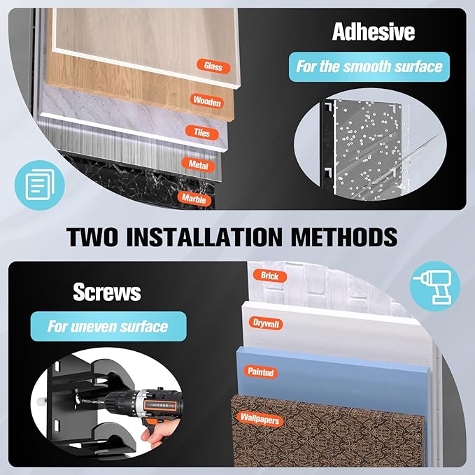Hat Organizer for Baseball Caps, Hat Rack for Wall with Strong Adhesive Hold up to 10 Hats, Hat Hanger Holder Display for Door Closet, Cap Organizer Storage Multilayer Two Mounting Option(Black)