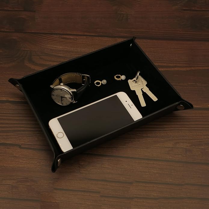 Valet Organizer - Catchall Tray for Jewelry, Wallets, Watches, Keys, Coins, Phones, Glasses - Perfect for Nightstand, Desk, Entryway