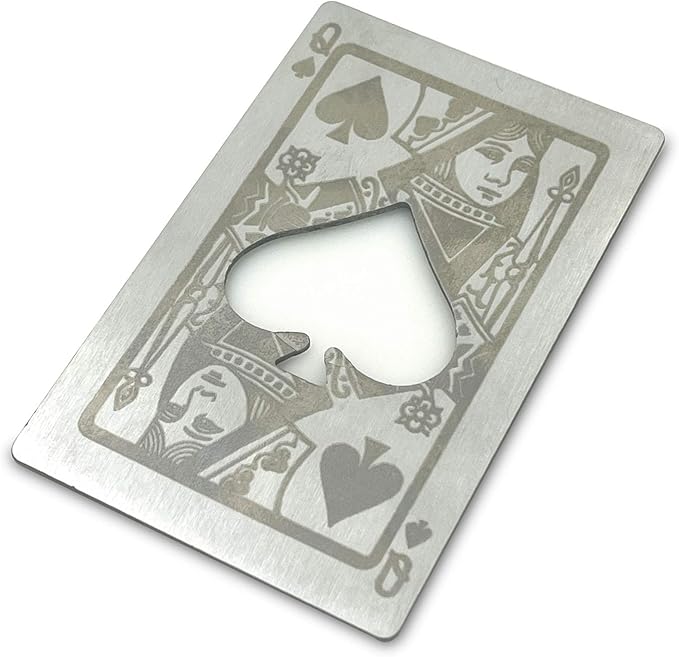 Metal Card Bottle Opener Stainless Steel Silver with Engraved Pattern (Style Q, 1PCS)