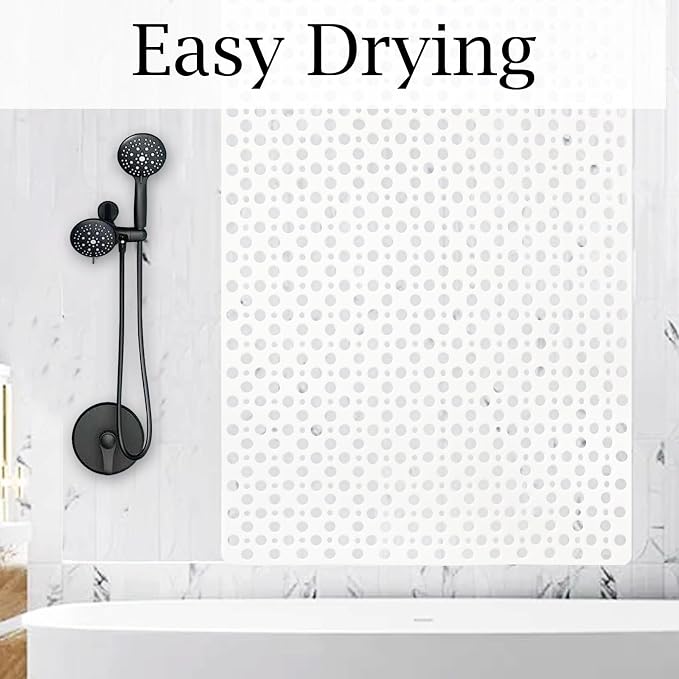 Tiamo Extra Large Shower Mat Non Slip,47 * 31 Inch Bath Mat for Shower with Big Suction Cups,Oversized TPE Shower Mats for Inside Outside Shower,Perfect for Elderly