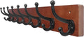 WEBI Rustic Coat Rack Wall Mount,35.43" Long 8 Cast Iron Coat Hooks Wall Mounted,Heavy Duty Wood Wall Coat Hanger Hooks for Hanging Coats,Jacket,Clothes,Backpack,Farmhouse,Cherry
