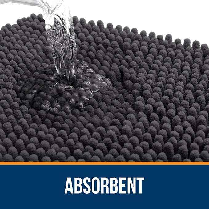OLANLY Bathroom Runner Rugs 59x20, Soft Absorbent Chenille Bath Rugs, Rubber Backing Quick Dry, Machine Washable Long Bath Mats for Bathroom Floor, Tub and Shower, Home Decor Accessories, Dark Grey