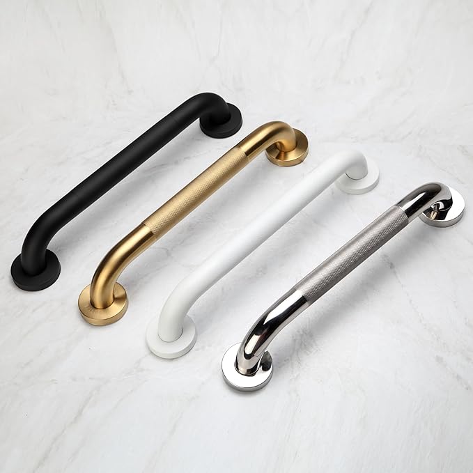 Shower Grab Bar, 2 Pack 16 Inch Gold Bathroom Grab Bar, 1.25" Diameter 304 Stainless Steel Anti-Slip Grab Bars for Bathtubs and Showers, Handicap Shower Grab Bar for Seniors Elderly