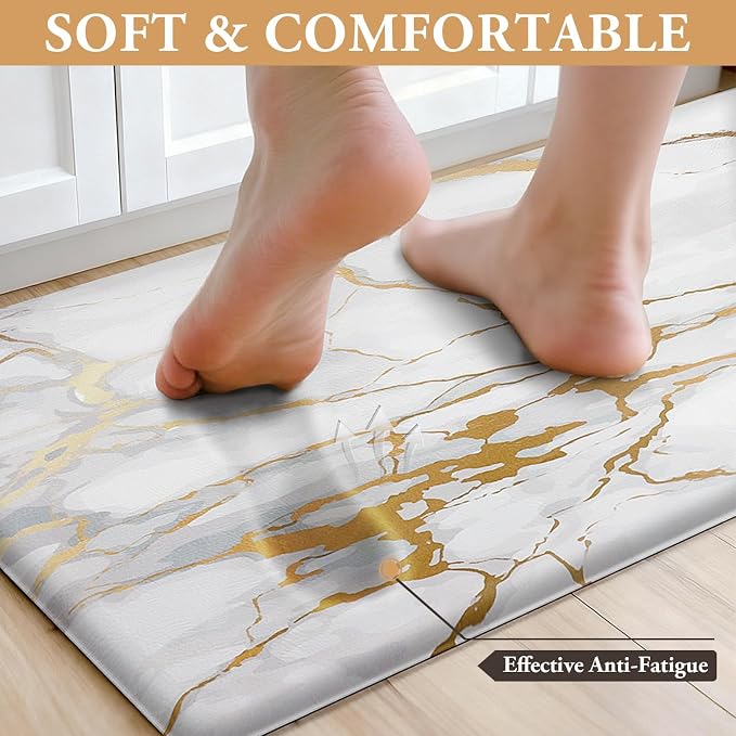 StepLively Kitchen Rugs and Mats, 2-Pack Low Profile Slip Resistant Kitchen Mats for Floor, in Front of Sink and Stove-17.3"*30"+17.3"*47"(Thickened)