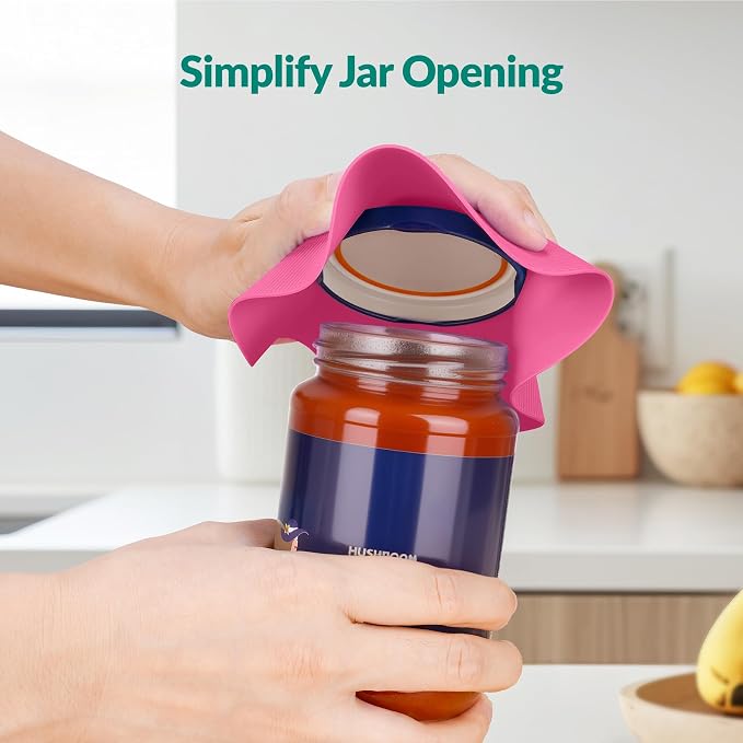 NIHOME Silicone Jar Opener – 6 Inch Large Anti-Slip Grip Pads, Premium 100% Food-Grade Silicone, Stylish Designer Colors, Multi-Purpose Heat-Resistant Mat & Coaster, Set of 4 (pink series)